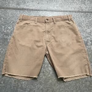 Vintage Levi's Cut Off Corduroy Shorts 36 (Fits 35) White Tab Tan Brown